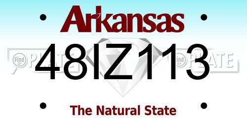 48IZ113 Arkansas License Plate