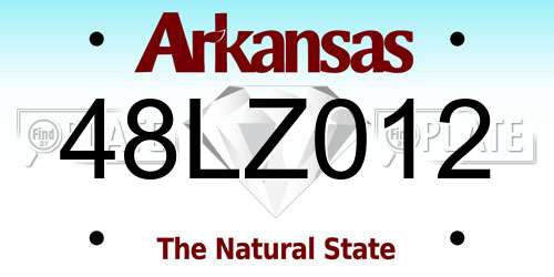 48LZ012 Arkansas License Plate