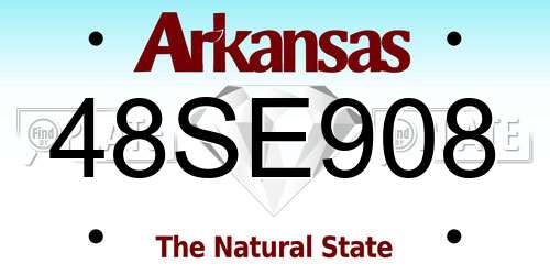48SE908 Arkansas License Plate