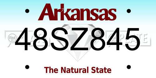 48SZ845 Arkansas License Plate