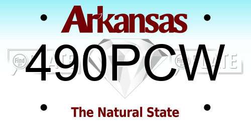 490PCW Arkansas License Plate