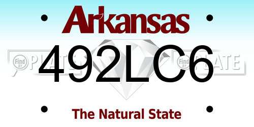 492LC6 Arkansas License Plate