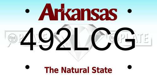 492LCG Arkansas License Plate