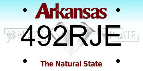 492RJE Arkansas License Plate