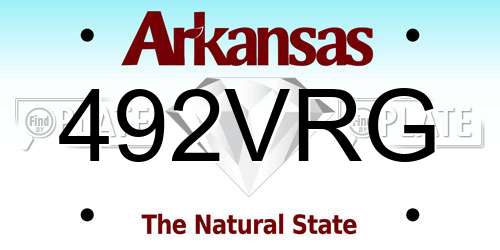 492VRG Arkansas License Plate
