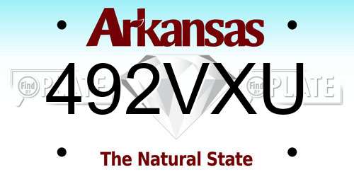 492VXU Arkansas License Plate