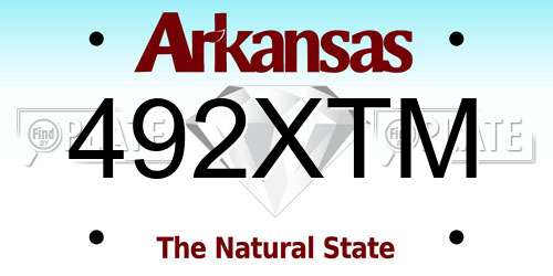 492XTM Arkansas License Plate