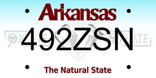 492ZSN Arkansas License Plate