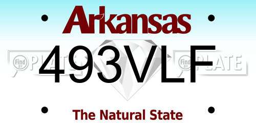 493VLF Arkansas License Plate