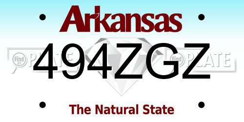 494ZGZ Arkansas License Plate