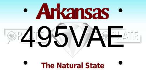 495VAE Arkansas License Plate