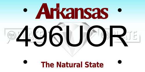 496UOR Arkansas License Plate