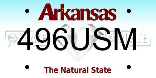 496USM Arkansas License Plate