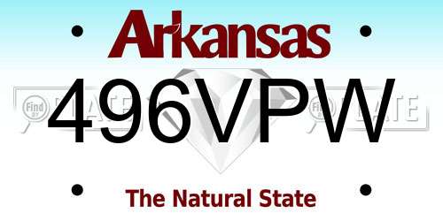 496VPW Arkansas License Plate