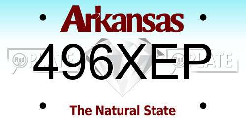 496XEP Arkansas License Plate
