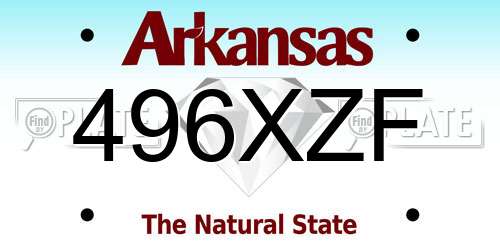 496XZF Arkansas License Plate
