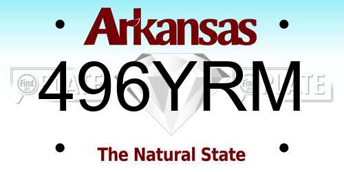 496YRM Arkansas License Plate