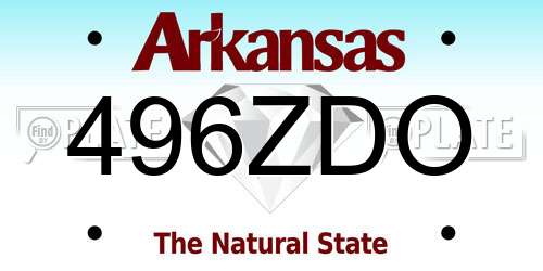 496ZDO Arkansas License Plate