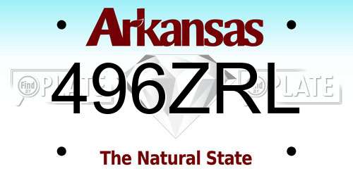 496ZRL Arkansas License Plate