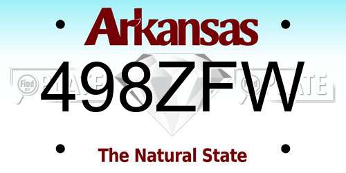 498ZFW Arkansas License Plate