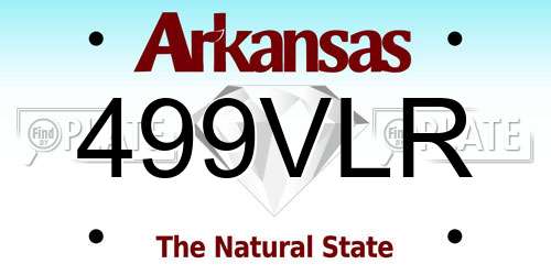 499VLR Arkansas License Plate
