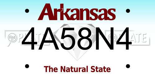 4A58N4 Arkansas License Plate