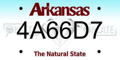 4A66D7 Arkansas License Plate