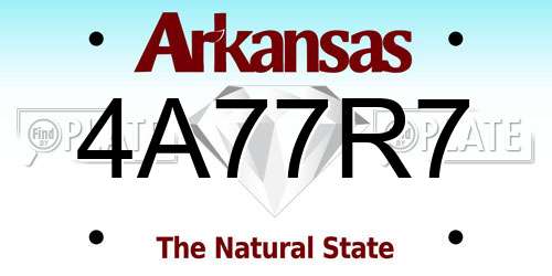 4A77R7 Arkansas License Plate