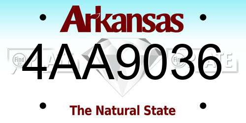 4AA9036 Arkansas License Plate