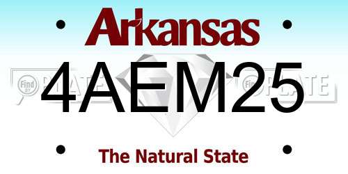 4AEM25 Arkansas License Plate