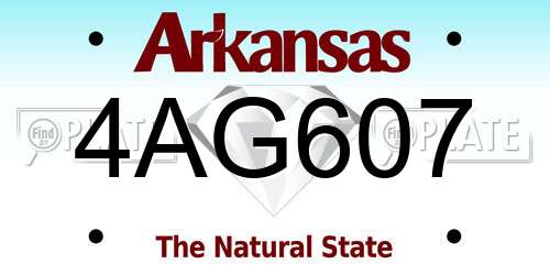 4AG607 Arkansas License Plate