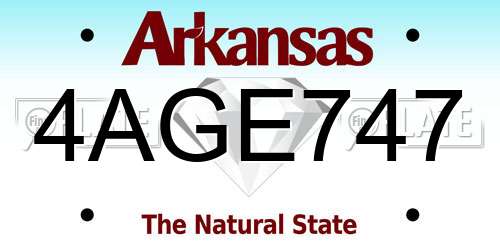 4AGE747 Arkansas License Plate