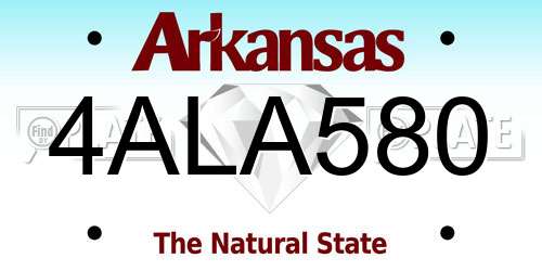 4ALA580 Arkansas License Plate