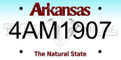 4AM1907 Arkansas License Plate