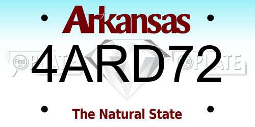 4ARD72 Arkansas License Plate