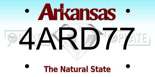 4ARD77 Arkansas License Plate