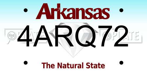 4ARQ72 Arkansas License Plate