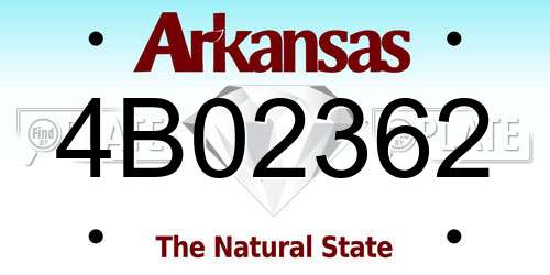 4B02362 Arkansas License Plate