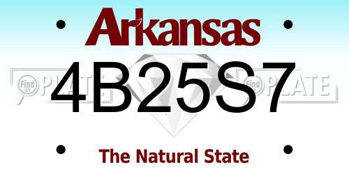 4B25S7 Arkansas License Plate