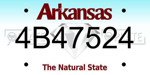 4B47524 Arkansas License Plate