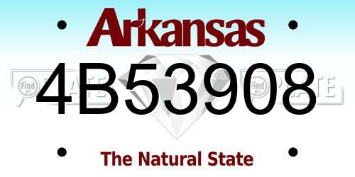 4B53908 Arkansas License Plate