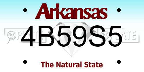 4B59S5 Arkansas License Plate