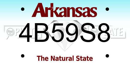 4B59S8 Arkansas License Plate