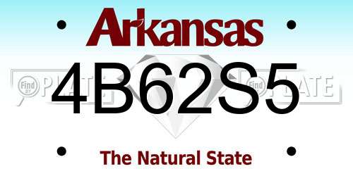 4B62S5 Arkansas License Plate