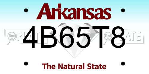 4B65T8 Arkansas License Plate