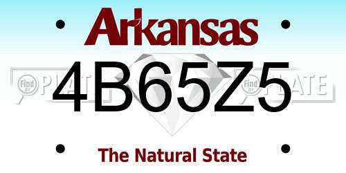 4B65Z5 Arkansas License Plate