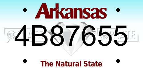 4B87655 Arkansas License Plate