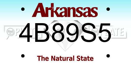 4B89S5 Arkansas License Plate