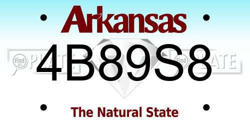 4B89S8 Arkansas License Plate