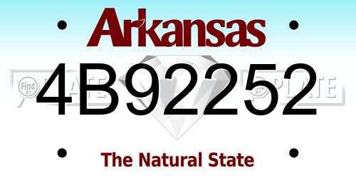 4B92252 Arkansas License Plate